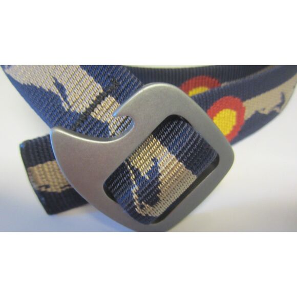 NEW Bison Designs Colorado Flag Logo Mountain Nylon Web Belt USA MADE Large 42" - Picture 3 of 3